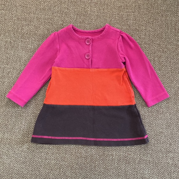 Baby Gap Pink, Orange, Brown Colourblock Long Sleeve Dress 18-24 Months - Picture 4 of 8